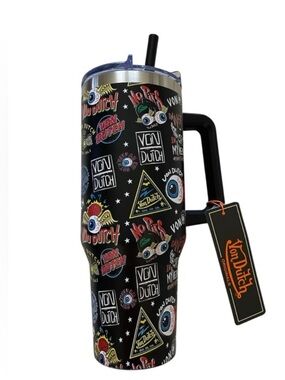 NWT Von Dutch 40oz Tumbler "Danger In My Veins" Flying Eyeball Y2K Goth Cup